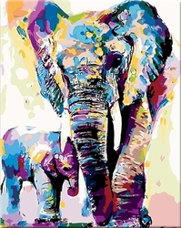 Malování podle čisel - Malování sloni - 40 x 50 cm - obtížnost 4 (složité)