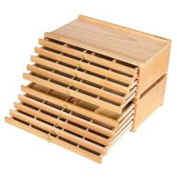 Meeden - Dřevěná kazeta s 10 šuplíky - přírodní buk 25x40cm