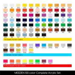 Meeden Velká sada akrylových barev - 100 x 12ml