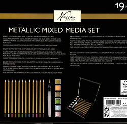 Grafix - metalické pastelky 12ks, metalické vodové barvy 6ks a štětec na vodu