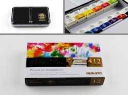 MUNGYO sada profesionálních akvarelových barev v sadě - 12 ks půlpánvičky