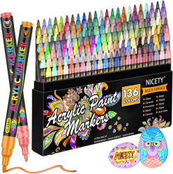 NICETY Acrylic Markers - akrylové fixy - sada 136 ks