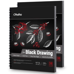 OHUHU Sketchbook BLACK - 200g/m2, 38 černých listů