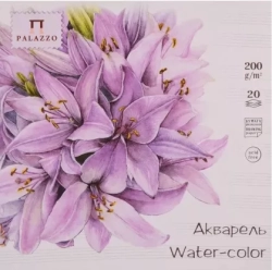 PALAZZO - Watercolor sketchbook - akvarelový papír - (200 g/m2, 135 x 135 mm) - LILIE