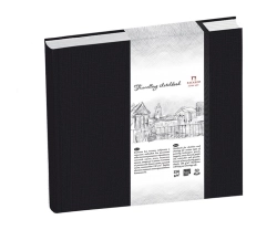 PALAZZO Elite Art - Travelling sketchbook - skicák v pevné vazbě 130 g/m2 - ČERNÁ - čtverec 25 x 25 cm