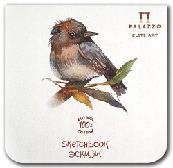 PALAZZO Elite Art - Watercolor sketchbook - akvarelový papír 100% bavlna - (200 g/m2, 15 x 15 cm) - LITTLE BIRD