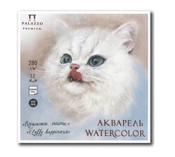 PALAZZO Premium - Watercolor eggshell - akvarelový papír skořápka - (280 g/m2, 20 x 20 cm) - FLUFFY HAPPINESS