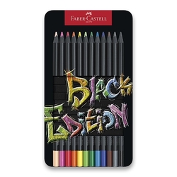 Faber-Castell BLACK EDITION pastelky - sada 12 ks - plechová krabička