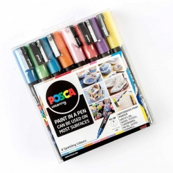 POSCA (UNI) Dekorační popisovač 3M - Sparkling Colours - sada 8 třpytivých barev