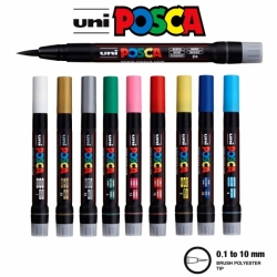 POSCA (UNI) Dekorační popisovač PCF-350 - 10 barev - štětečkový hrot