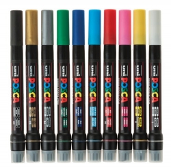 POSCA (UNI) Dekorační popisovač PCF-350 - 10 barev - štětečkový hrot