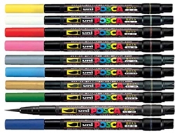 POSCA (UNI) Dekorační popisovač PCF-350 - 10 barev - štětečkový hrot