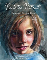 Realistic Portraits Grayscale Coloring Book - Christine Karron - předstínovaná verze