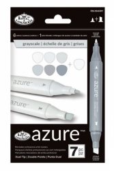 Royal & Langnickel AZURE Twin Marker - oboustranný fix - GRAYSCALE - sada 7 ks