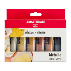 Royal Talens AMSTERDAM Metallic set - akrylové barvy v tubě - sada 6 x 20 ml - metalické barvy