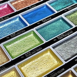 Kuretake GANSAI TAMBI Metallic No.2 - akvarelové barvy - sada 24 ks - metalické odstíny sada č. 2