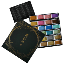 Kuretake GANSAI TAMBI Metallic No.2 - akvarelové barvy - sada 24 ks - metalické odstíny sada č. 2