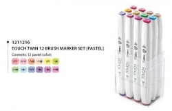 TOUCH Twin Brush Marker - oboustranný fix - ShinHan Art - sada 12 ks - PASTEL COLORS