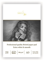 SM-LT Art BRISTOL Extra white & smooth - lepená vazba - 308 g/m2 - 10 listů