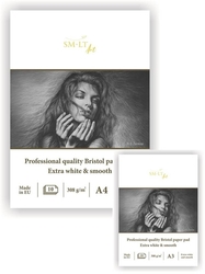 SM-LT Art BRISTOL Extra white & smooth - lepená vazba - 308 g/m2 - 10 listů