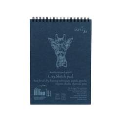 SM-LT Art GREY sketch pad A4 - skicák s šedými listy v kroužkové vazbě - 180 g/m2 - 30 listů