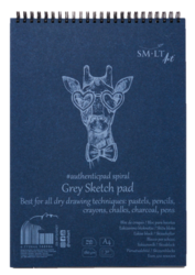 SM-LT Art GREY sketch pad A4 - skicák s šedými listy v kroužkové vazbě - 180 g/m2 - 30 listů
