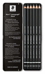 Staedtler Mars Lumograph BLACK - sada grafitových tužek s karbonem - 6 ks