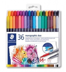 STAEDTLER Marsgraphic duo - oboustranné akvarelové fixy - sada 36 ks