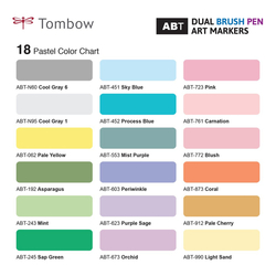 Tombow ABT Dual brush pen - oboustranný fix  – sada 18 ks - PASTELS