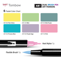 Tombow ABT Dual brush pen - oboustranný fix  – sada 6 ks - PASTELS