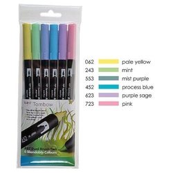 Tombow ABT Dual brush pen - oboustranný fix  – sada 6 ks - PASTELS