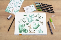 Tombow ABT Dual brush pen - oboustranný fix  – akvarelová sada GREENERY - 9 ks