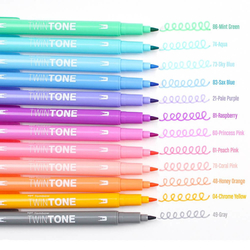 Tombow Twintone - oboustranný fix - PASTELS - sada 12 ks