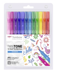 Tombow Twintone - oboustranný fix - RAINBOW - sada 12 ks