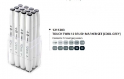 TOUCH Twin Brush Marker - oboustranný fix - ShinHan Art - sada 12 ks - CG - COOL GREY