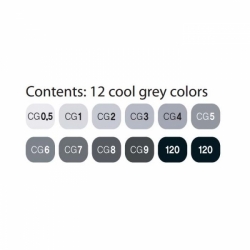 TOUCH Twin Brush Marker - oboustranný fix - ShinHan Art - sada 12 ks - CG - COOL GREY