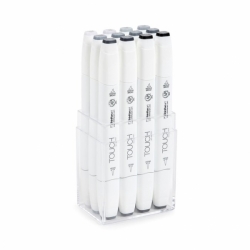 TOUCH Twin Brush Marker - oboustranný fix - ShinHan Art - sada 12 ks - CG - COOL GREY