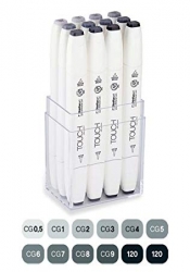 TOUCH Twin Brush Marker - oboustranný fix - ShinHan Art - sada 12 ks - CG - COOL GREY