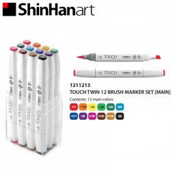 TOUCH Twin Brush Marker - oboustranný fix - ShinHan Art - sada 12 ks - MAIN COLORS