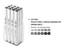 TOUCH Twin Brush Marker - oboustranný fix - ShinHan Art - sada 12 ks - WG - WARM GREY