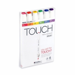 TOUCH Twin Brush Marker - oboustranný fix - ShinHan Art - sada 6 ks - MAIN COLORS