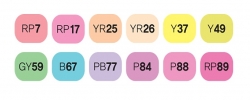 TOUCH Twin Brush Marker - oboustranný fix - ShinHan Art - sada 12 ks - PASTEL COLORS