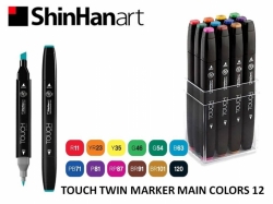 TOUCH Twin Marker PEVNÝ - oboustranný fix - ShinHan Art - sada 12 ks - MAIN COLORS