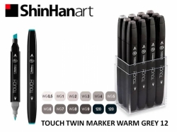 TOUCH Twin Marker PEVNÝ - oboustranný fix - ShinHan Art - sada 12 ks - WARM GREY - teplé šedé odstíny