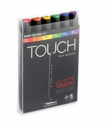 TOUCH Twin Marker PEVNÝ - oboustranný fix - ShinHan Art - sada 6 ks - MAIN COLORS