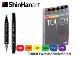 TOUCH Twin Marker PEVNÝ - oboustranný fix - ShinHan Art - sada 6 ks - MAIN COLORS