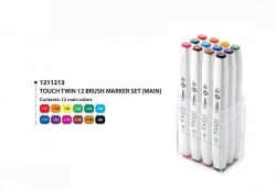 TOUCH Twin Brush Marker - oboustranný fix - ShinHan Art - sada 12 ks - MAIN COLORS