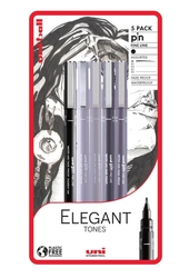 UNI PIN Elegant Tones sada 5 ks linerů - černá, šedá