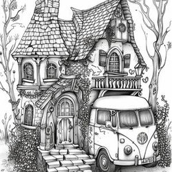 Vehicle Homes (Fantasy Homes 5) - Coloring Book for Adults - Mia Quinn 