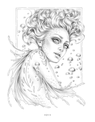 Wondrous Folk - Grayscale Coloring Book - Christine Karron - předstínovaná verze